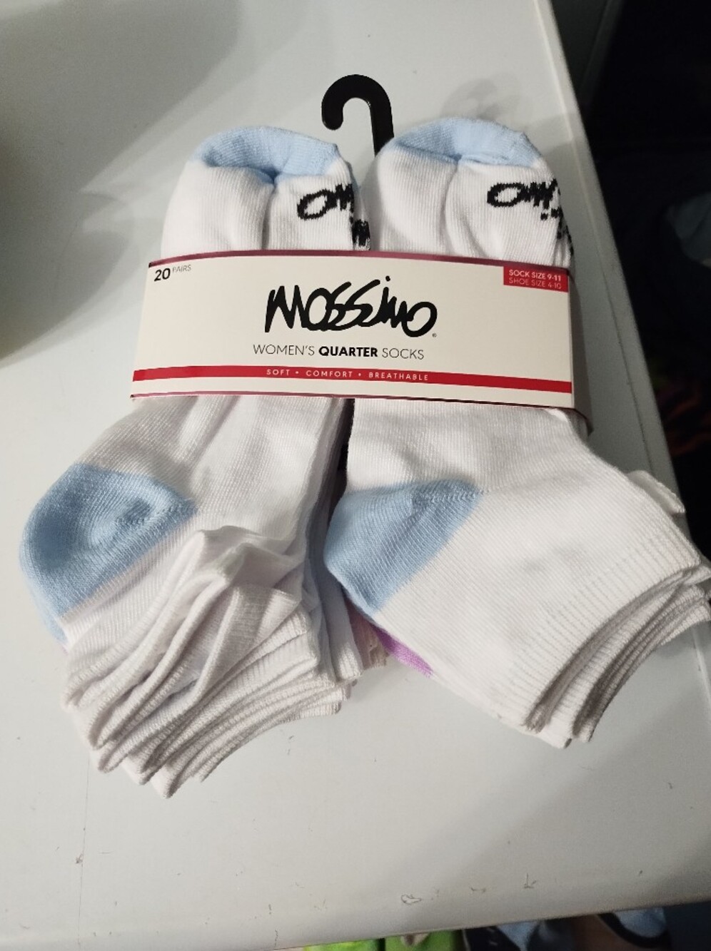 NWT 20 Pair Women's Mossimo White Quarter Socks with Color Accents